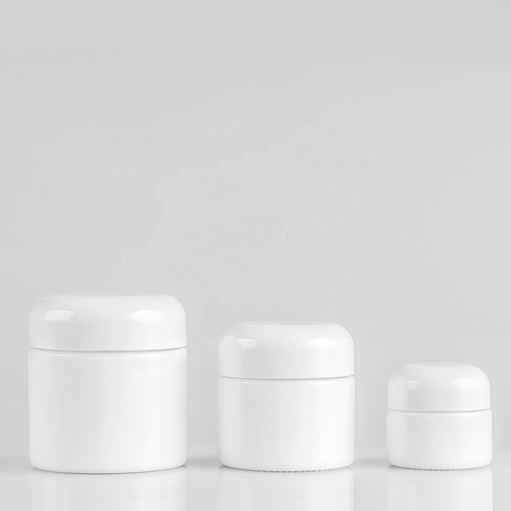 Stock 50g Cosmetics Opal Glass jar for cream packaging from China manufactory
