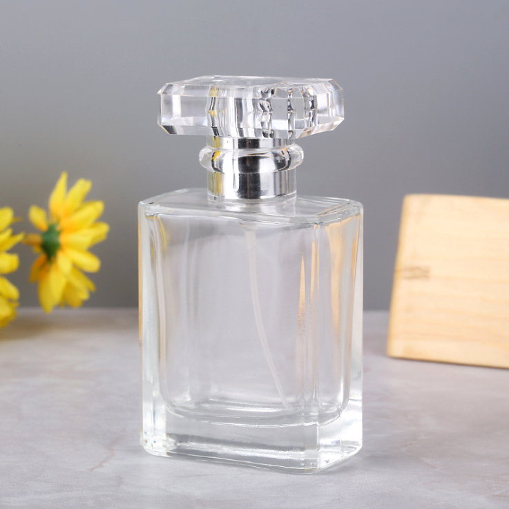Stock 50ml Transparent Black empty glass spray bottles screw cover refilling Perfume bottle 50ml