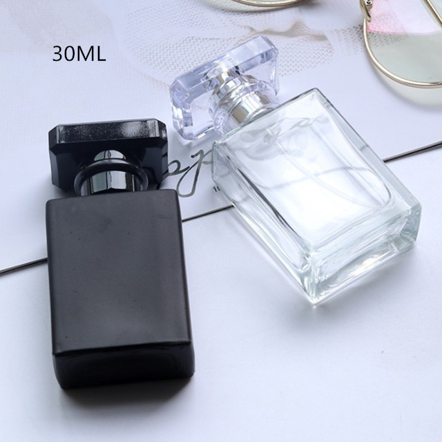 Stock 50ml Transparent Black empty glass spray bottles screw cover refilling Perfume bottle 50ml