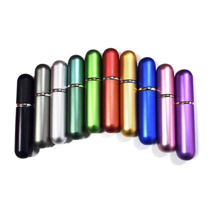 Stock 5Ml Colorful Aluminum Perfume Atomizer Spray Bottle With Glass Inner