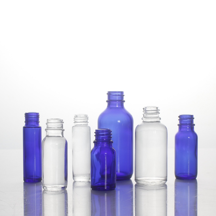 Stock 5ml 10ml 15ml 20ml 30ml 50ml 100 ml round square amber blue green flint essential oil glass dropper bottle