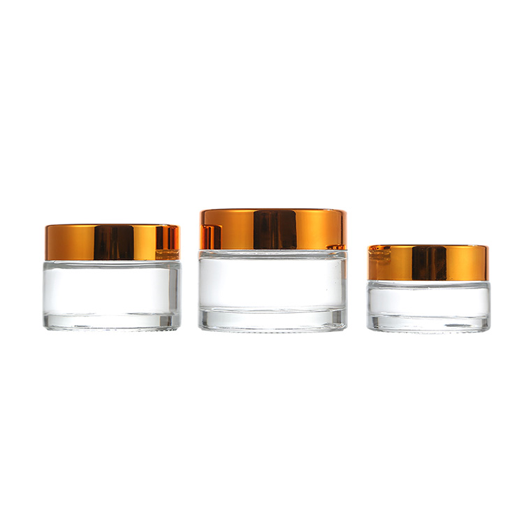 Stock 5ml 10ml 15ml 20ml 30ml 50ml 80ml clear wide mouth glass cream jar for cosmetic packaging face cream eye cream