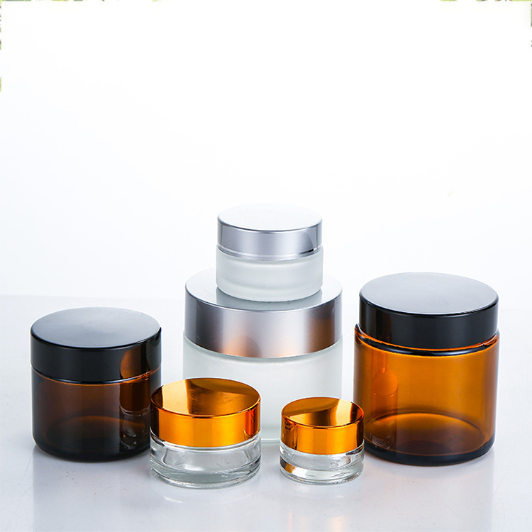 Stock 5ml 10ml 15ml 20ml 30ml 50ml 80ml clear wide mouth glass cream jar for cosmetic packaging face cream eye cream
