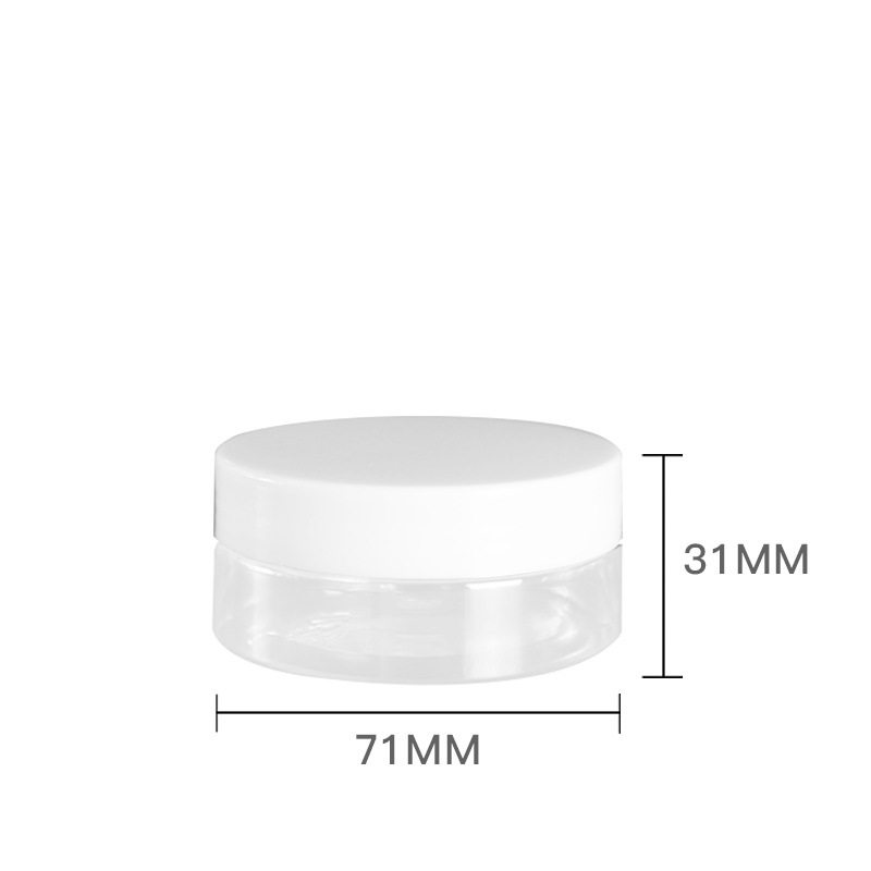 Stock 60ml Dia.71mm Plastic Facial Cream Jar Clear Black White Sealed Food Storage Box with Screw Cap Cosmetic Cream Container