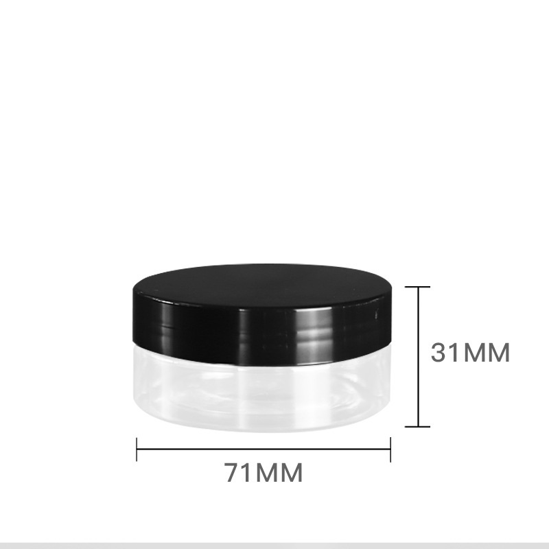 Stock 60ml Dia.71mm Plastic Facial Cream Jar Clear Black White Sealed Food Storage Box with Screw Cap Cosmetic Cream Container