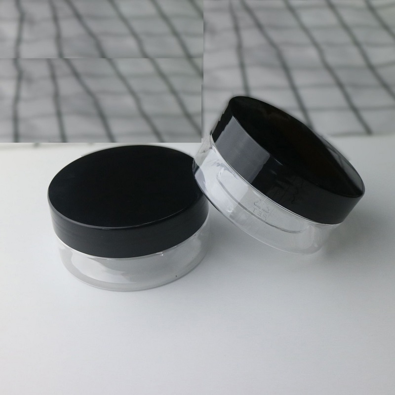Stock 60ml Dia.71mm Plastic Facial Cream Jar Clear Black White Sealed Food Storage Box with Screw Cap Cosmetic Cream Container
