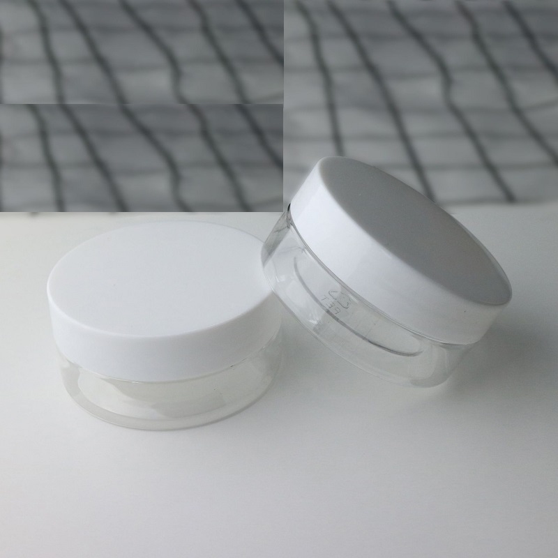 Stock 60ml Dia.71mm Plastic Facial Cream Jar Clear Black White Sealed Food Storage Box with Screw Cap Cosmetic Cream Container