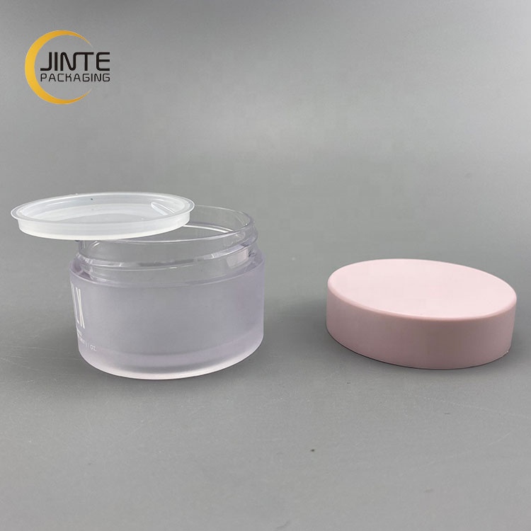 Stock Fast Shipping Luxury 10ml 30ml 1oz Thick wall Frosted PETG Jar With Pink cap for lip scrub products or Skin care Cream