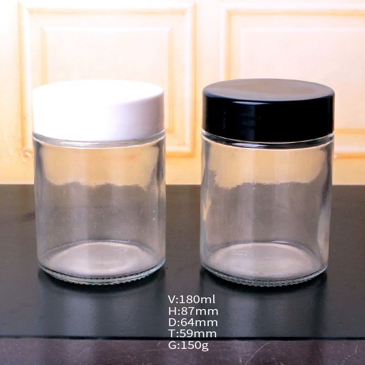 Stock Hot sale 6oz 180ml clear glass storage jar for powder, tea,spice
