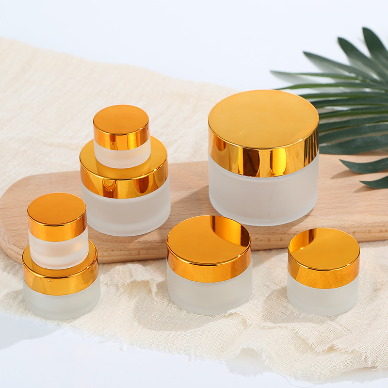 Stock Portable 5g10g20g30g50g100g Frosted Glass Cosmetic Cream Jar