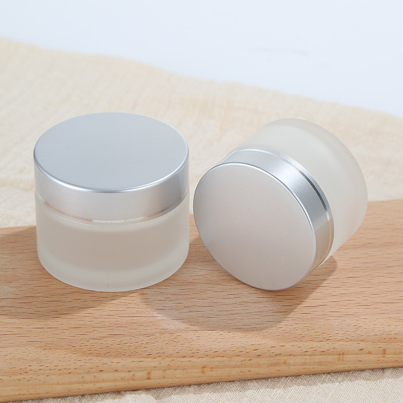 Stock Portable 5g10g20g30g50g100g Frosted Glass Cosmetic Cream Jar