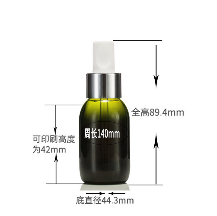 Stock Product Empty 50ml Green Glass Essential Oil Serum Dropper Bottle Cosmetic Luxury ECO Friendly Packaging Container