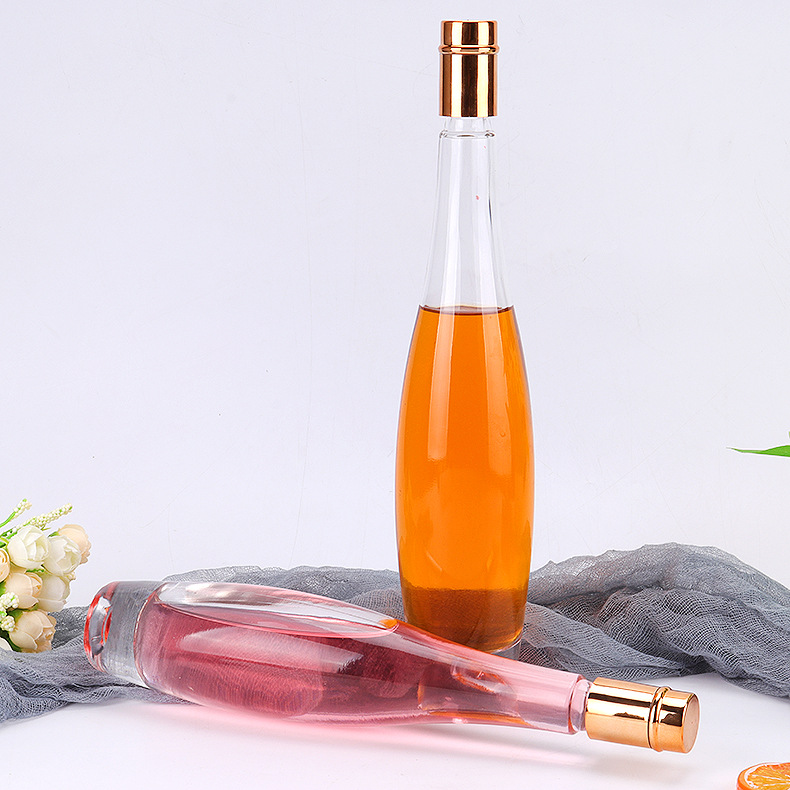Stock Sale 375Ml Round Frost Ice Wine Glass Bottle Vodka Glass Bottle With Cork