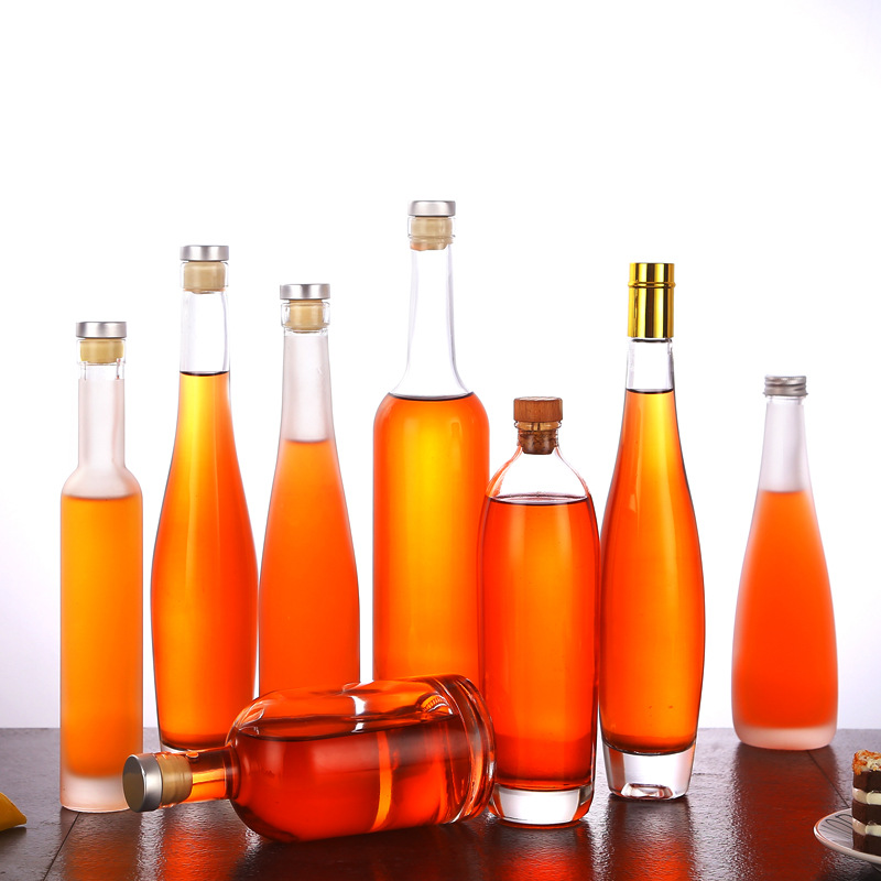Stock Sale 375Ml Round Frost Ice Wine Glass Bottle Vodka Glass Bottle With Cork