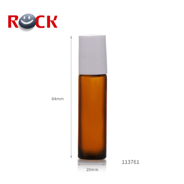 Stock Small Order Amber essential oil roller bottles with gemstones roller ball top and white cap