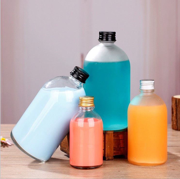 Stock Various Sizes Boston Round Cold Brew/Kombucha Beverage Glass Bottle with Screw Lid