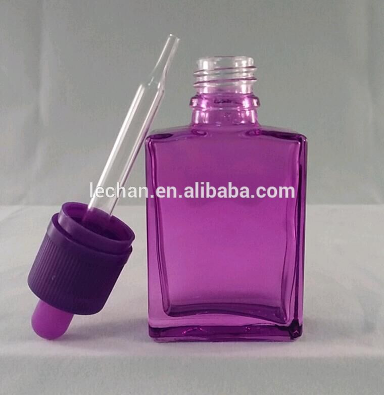 Stock flat square dropper bottle 30ml rectangular glass eliquid red/black/clear frosted dropper bottles