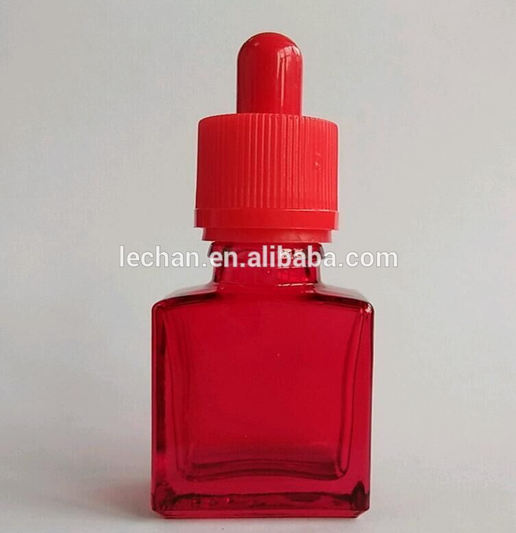 Stock flat square dropper bottle 30ml rectangular glass eliquid red/black/clear frosted dropper bottles