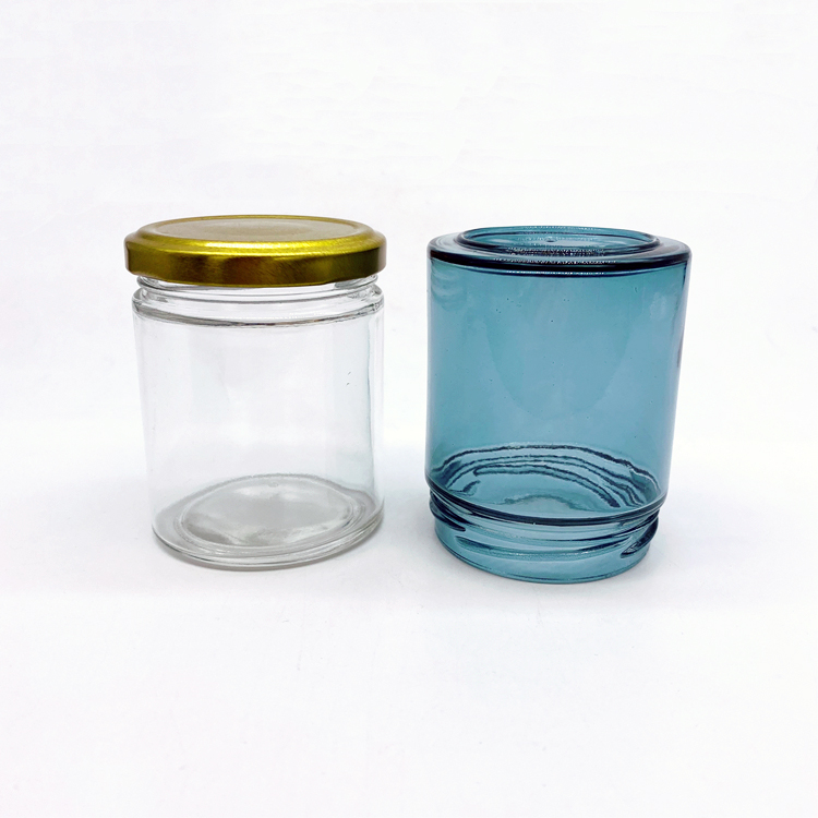 Stock goods available straight round 196ml custom color glass storage jars with 63mm metal lid