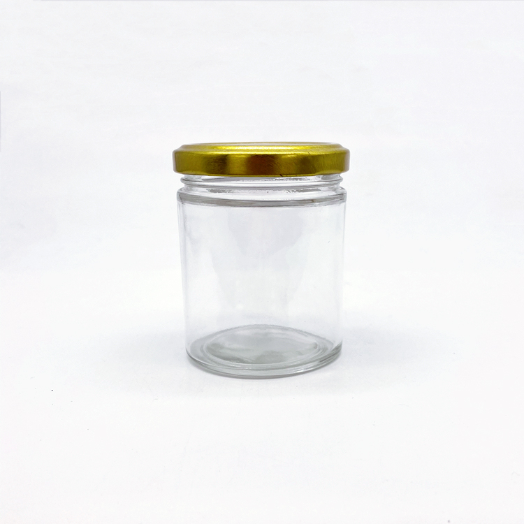 Stock goods available straight round 196ml custom color glass storage jars with 63mm metal lid