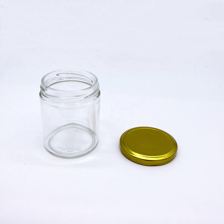 Stock goods available straight round 196ml custom color glass storage jars with 63mm metal lid