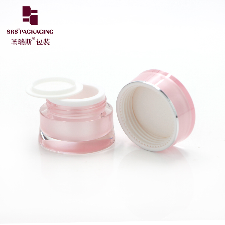 Stock hot sale 5g pink new style face cream acrylic cosmetic jar with skin Care Cream