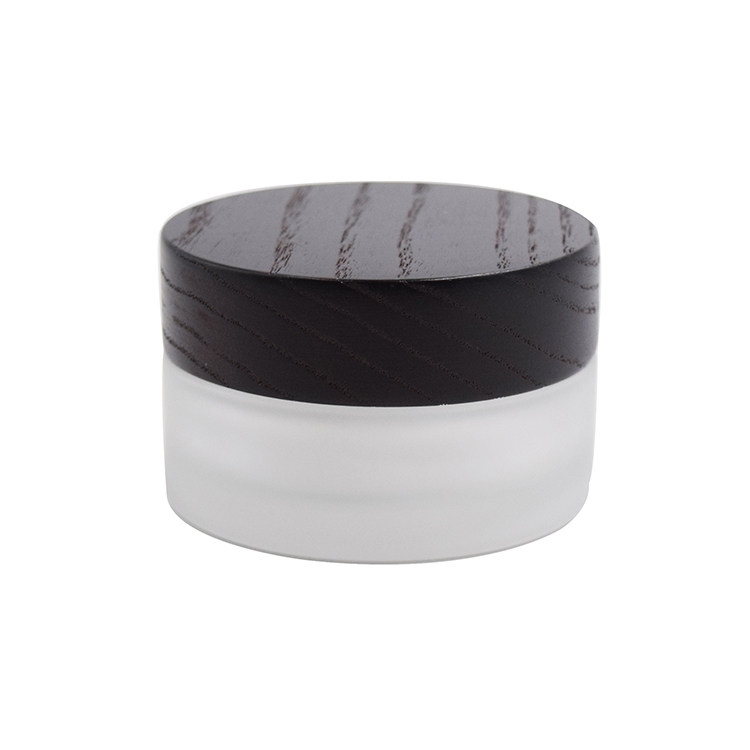 Stock products 100g 50g bamboo cream jar face cream usage frosted glass bamboo jar with real black wooden lid
