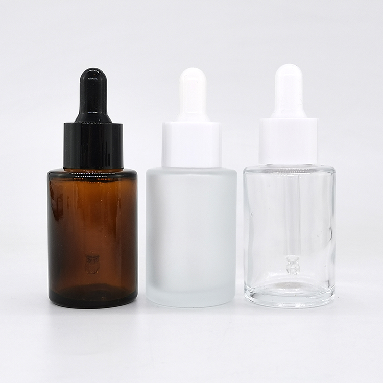 Stock products 30ml Frosted Clear Cosmetic Bottle 30ml Amber Glass Dropper Bottles Essential Oil Bottle