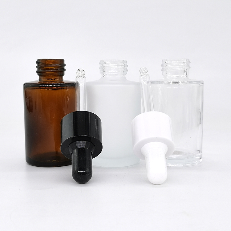 Stock products 30ml Frosted Clear Cosmetic Bottle 30ml Amber Glass Dropper Bottles Essential Oil Bottle
