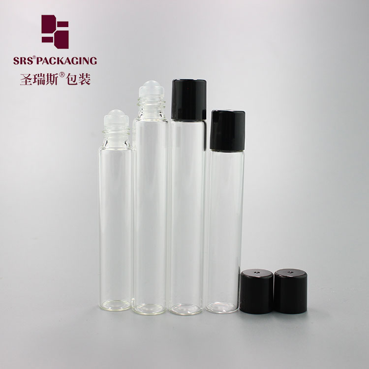 Stock products clear 8ml 10ml empty glass perfume roll on bottle with gold aluminium cap