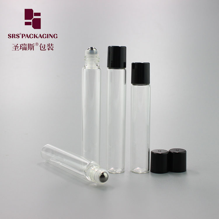 Stock products clear 8ml 10ml empty glass perfume roll on bottle with gold aluminium cap