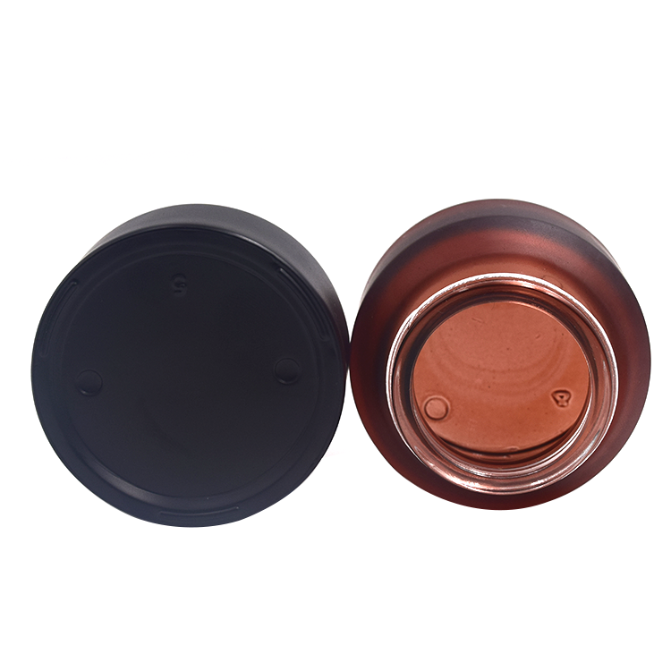 Stock products good price 30ml black lid brown frosted amber glass cream jar