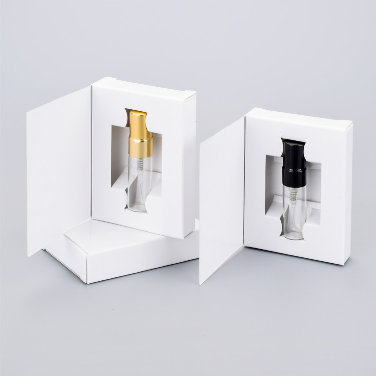 Stock refillable mini Clear glass atomizer spray 3ml perfume bottles with box
