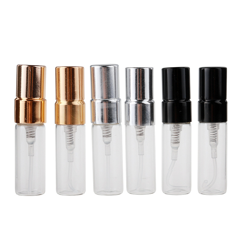 Stock refillable mini Clear glass atomizer spray 3ml perfume bottles with box