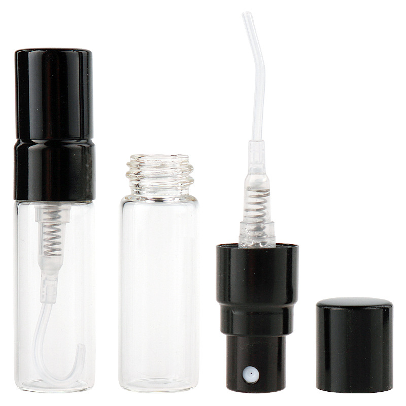 Stock refillable mini Clear glass atomizer spray 3ml perfume bottles with box