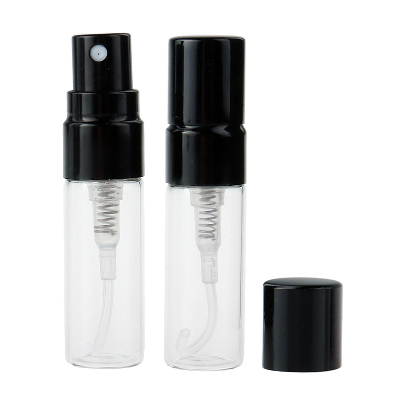 Stock refillable mini Clear glass atomizer spray 3ml perfume bottles with box
