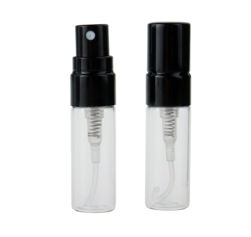 Stock refillable mini Clear glass atomizer spray 3ml perfume bottles with box