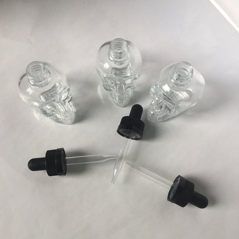 Stock skull glass eye dropper bottles Transparent e liquid vape juice bottle jars Oliver Glasses 15ml 30ml 100ml 50ml