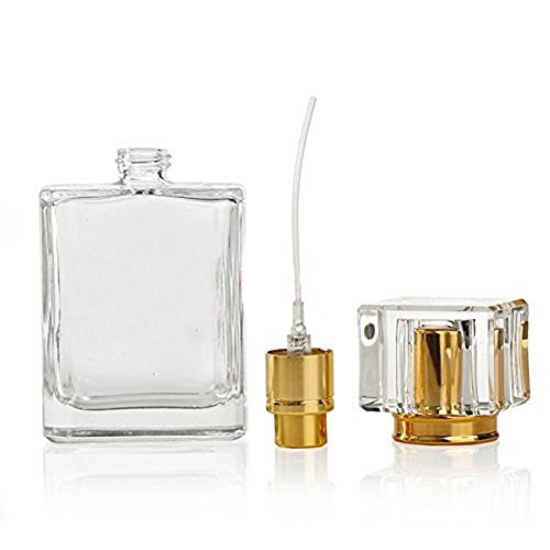 Stock small empty 30ml 50ml 100ml square perfume bottle spray pump perfume spray bottle glass with flower cap glass stopper