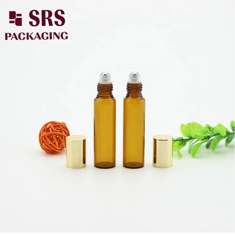 Stock supply 10ml clear glass perfume essential oil roll on bottle with aluminum cap