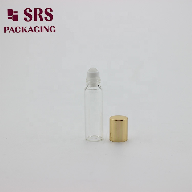 Stock supply 10ml clear glass perfume essential oil roll on bottle with aluminum cap