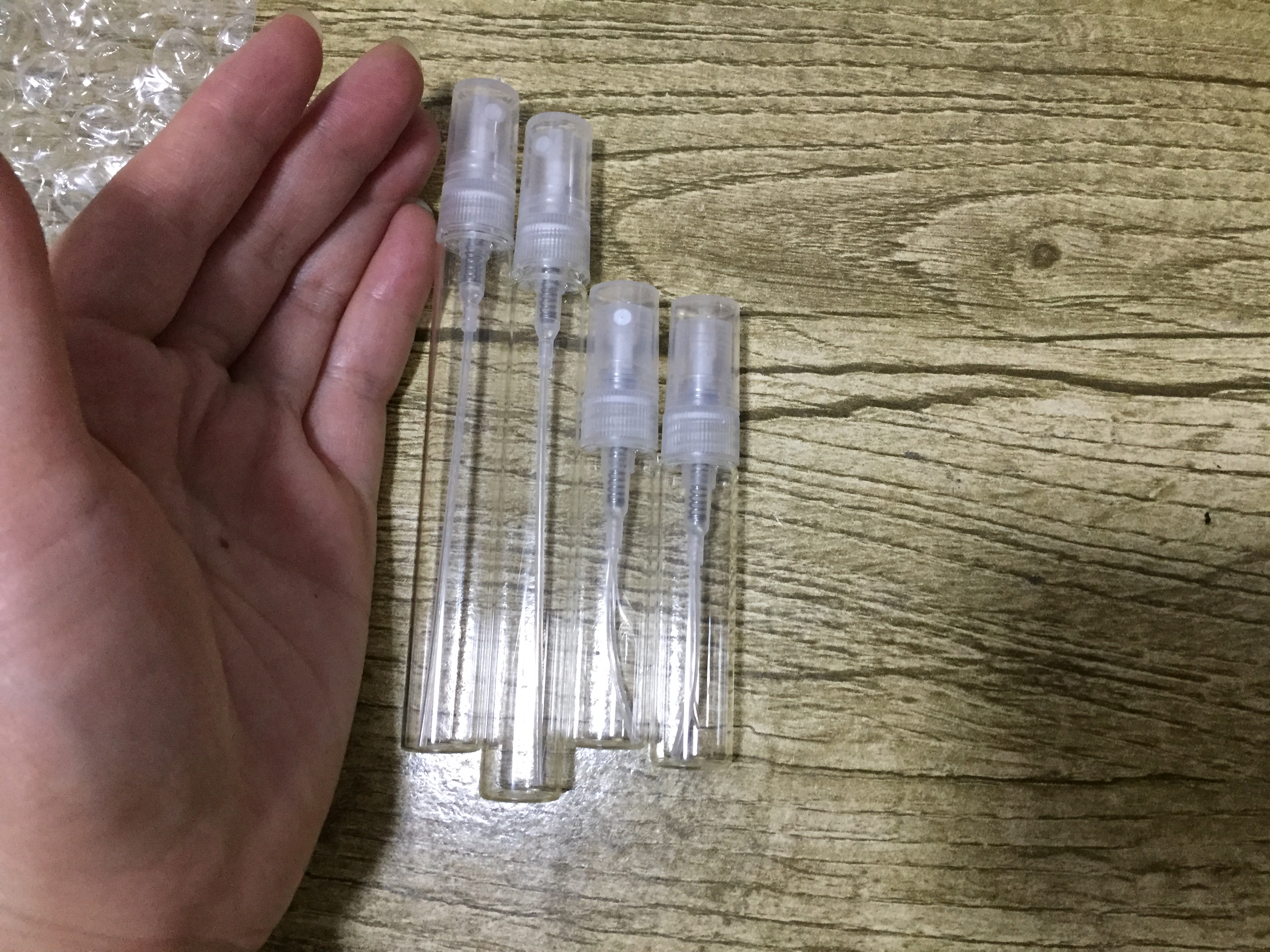 Stock wholesale perfume sample 2ml 3ml 5ml 10ml clear test spray perfume empty glass bottles