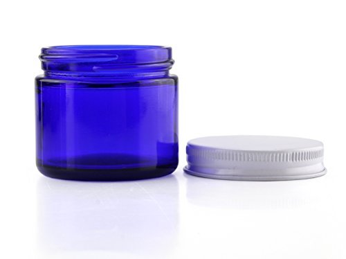 Stock wide mouth 2oz 60ml round cream blue cosmetic glass jar with lid