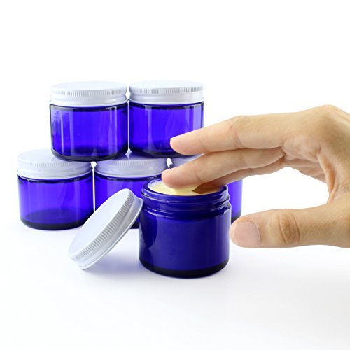 Stock wide mouth 2oz 60ml round cream blue cosmetic glass jar with lid