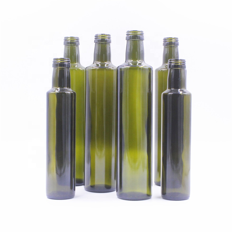 Stocked 100ml 250ml 375ml 500ml 750ml dark antique amber brown green square round cooking edible olive oil glass bottle