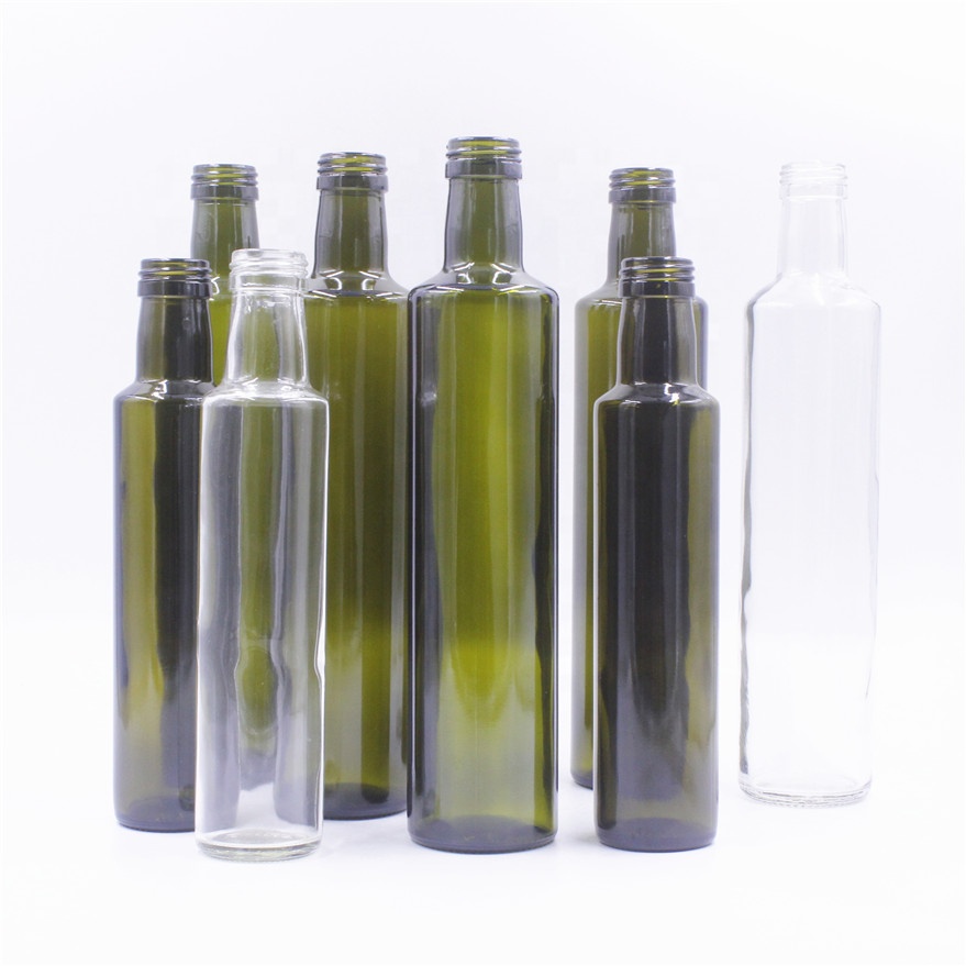Stocked 100ml 250ml 375ml 500ml 750ml dark antique amber brown green square round cooking edible olive oil glass bottle