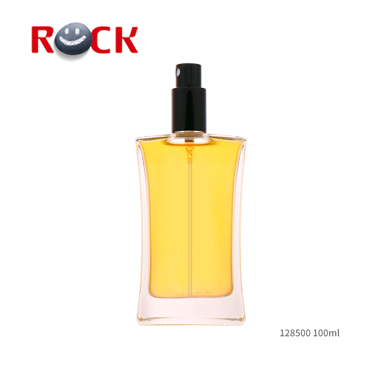 Stocked 100ml square clear glass perfume bottle with pump spray