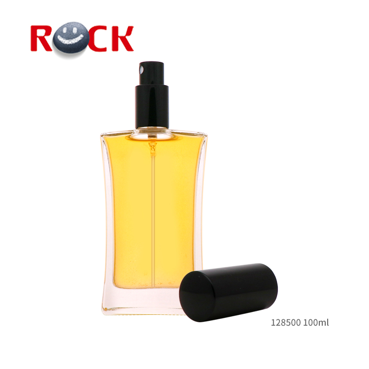 Stocked 100ml square clear glass perfume bottle with pump spray