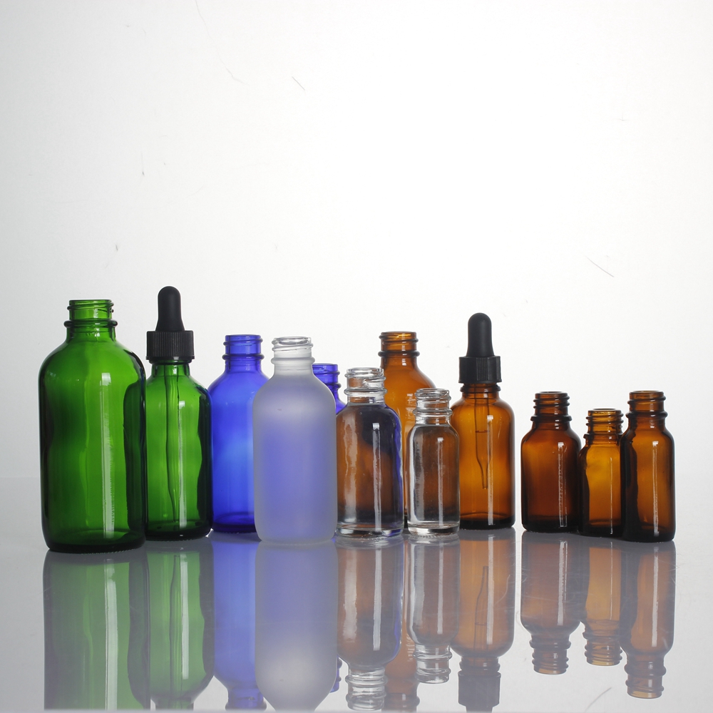 Stocked 1oz 2oz 3oz 50ml 100ml amber blue green clear frosted bottle with pipette filler dropper essential oil glass bottle