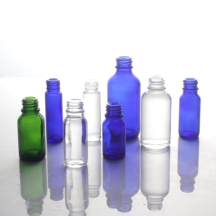 Stocked 1oz 2oz 3oz 50ml 100ml amber blue green clear frosted essential oil glass bottle with dropper